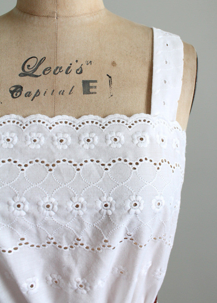 Vintage 1980s Jackie Bernard White Eyelet Sundress