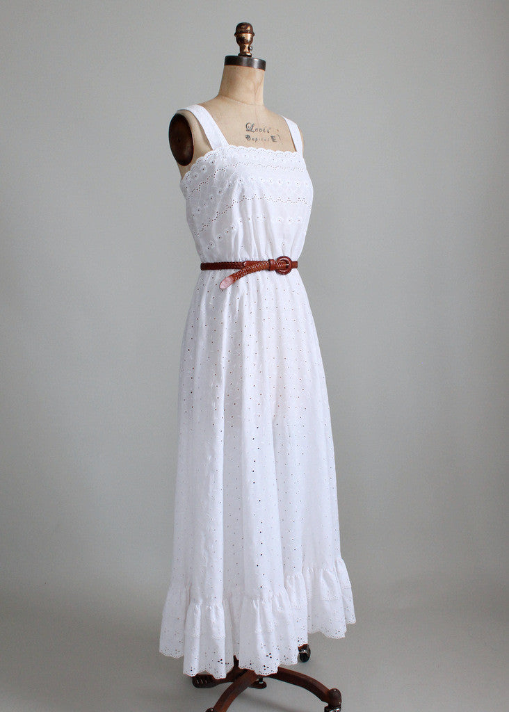 Vintage 1980s Jackie Bernard White Eyelet Sundress
