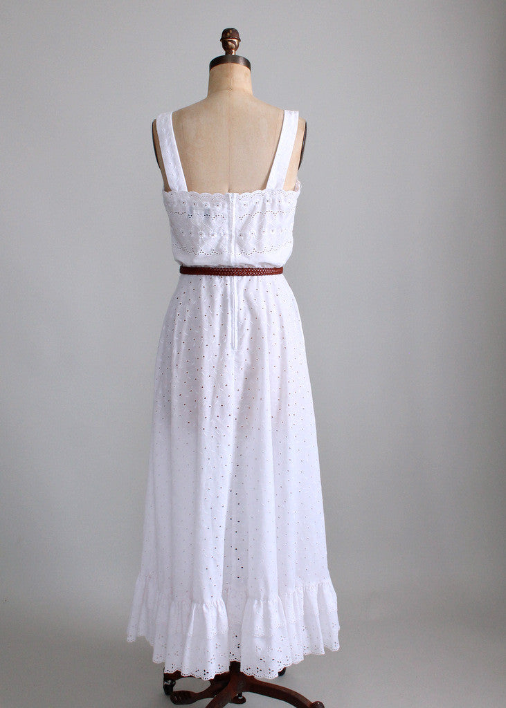 Vintage 1980s Jackie Bernard White Eyelet Sundress