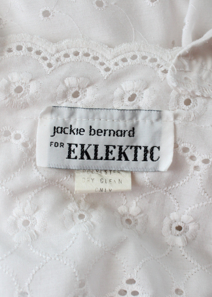 Vintage 1980s Jackie Bernard White Eyelet Sundress