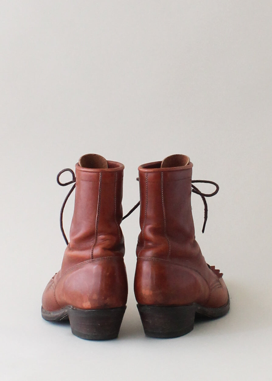 Vintage 1980s Justin Fringed Victorian Style Ankle Boots