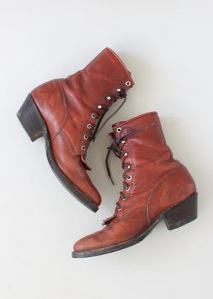 Vintage 1980s Justin Fringed Victorian Style Ankle Boots