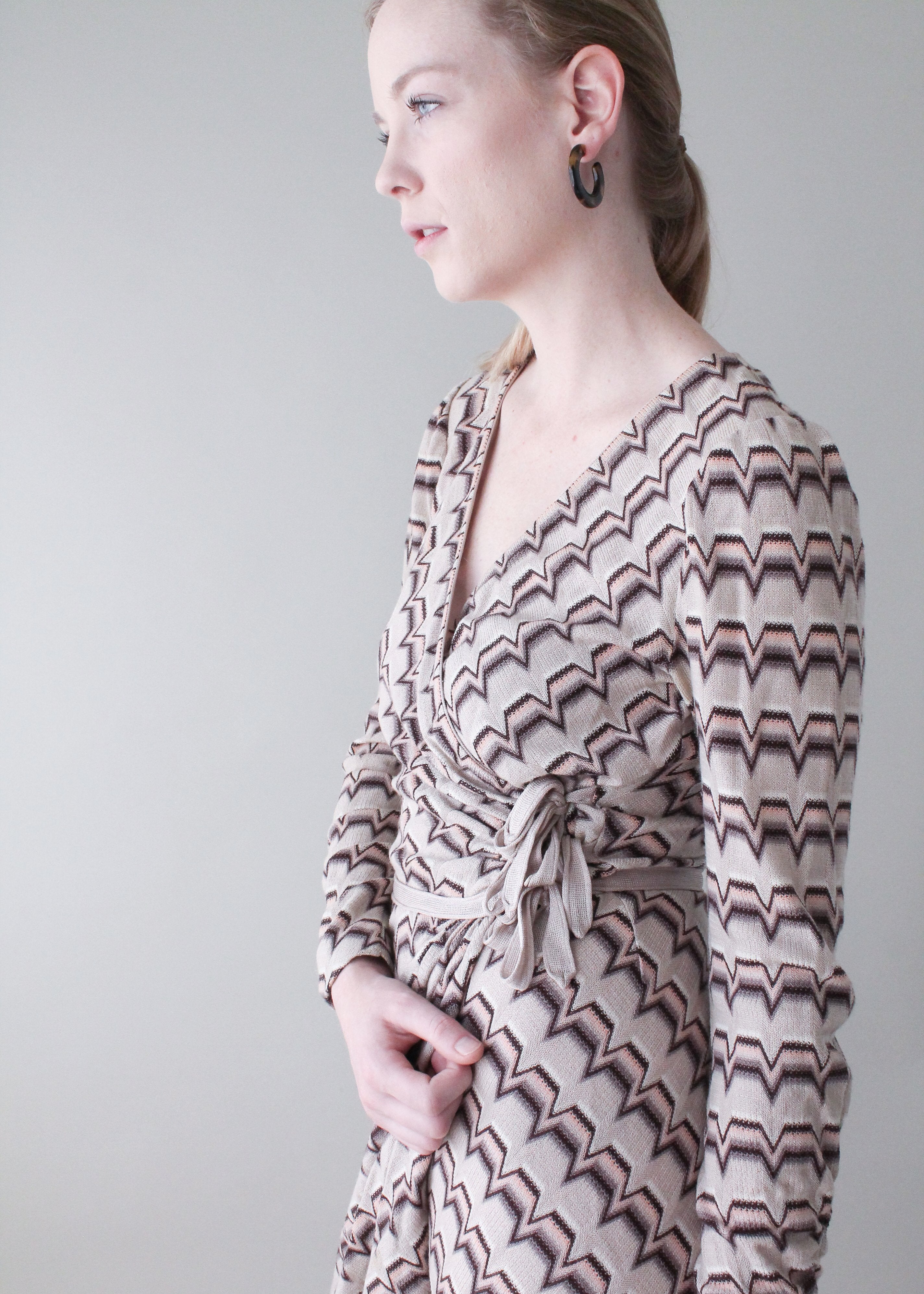 Vintage 1980s Missoni Knit Wrap Dress