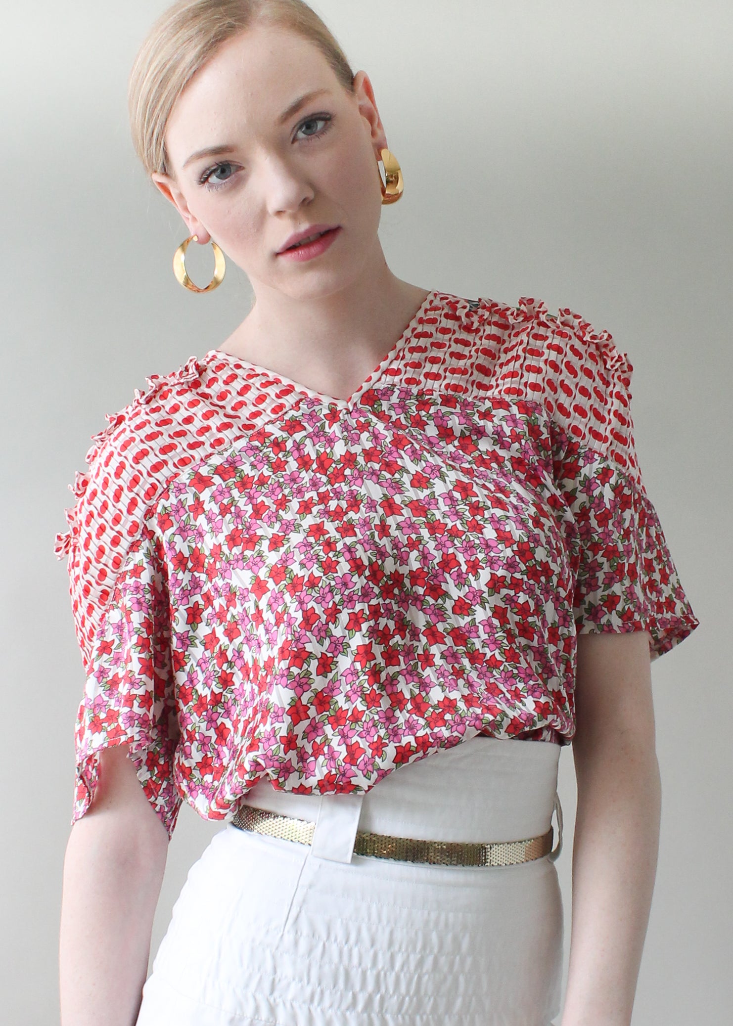 Vintage Diane Freis Flowers and Ruffles Blouse