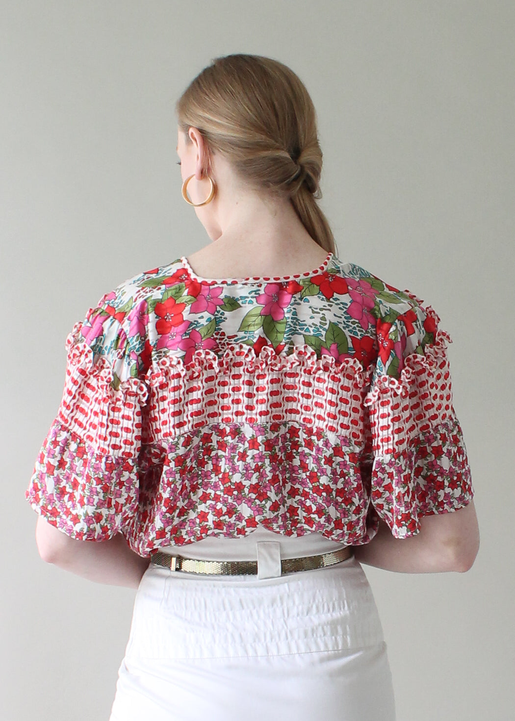 Vintage Diane Freis Flowers and Ruffles Blouse
