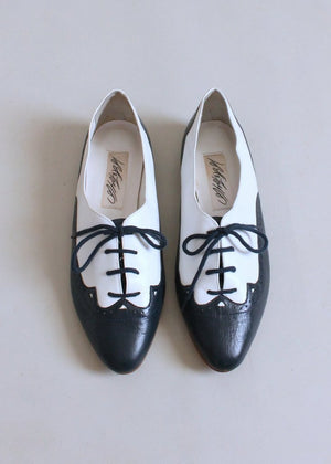 Vintage 1980s Navy and White Oxford Flats