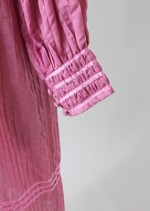 Vintage 1980s Dusty Pink Mexican Cotton Dress