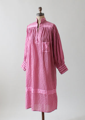 Vintage 1980s Dusty Pink Mexican Cotton Dress