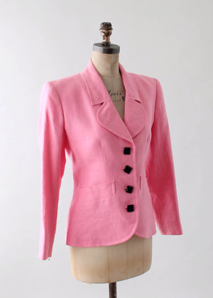 Vintage 1980s Yves Saint Laurent Pink Linen Jacket