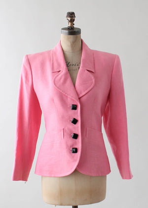 Vintage 1980s Yves Saint Laurent Pink Linen Jacket