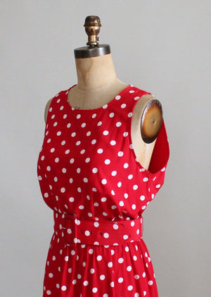 Vintage 1980s Red and White Polka Dot Dress
