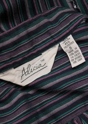 Vintage 1980s Alicia Striped Summer Camp Shirt