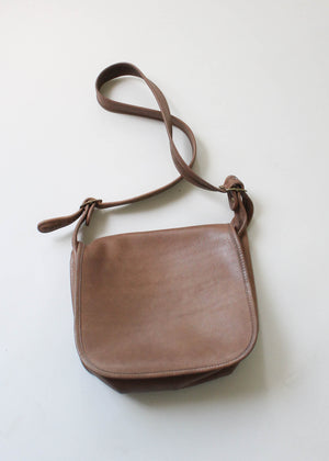 Vintage 1970s Coach Taupe Leather Saddle Bag Purse