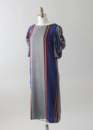 Vintage 1980s Tunic Dress with Draped Ruffle Sleeves