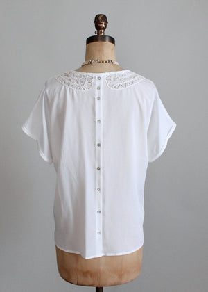 Vintage 1980s Lace Collar Slouch Blouse