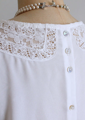Vintage 1980s Lace Collar Slouch Blouse