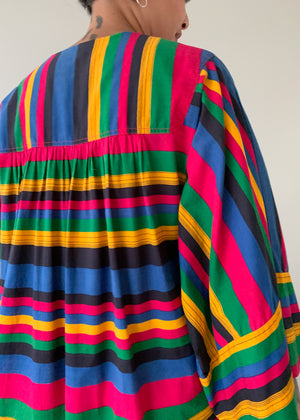 Vintage 1980s Striped Cotton Caftan