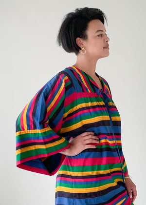 Vintage 1980s Striped Cotton Caftan