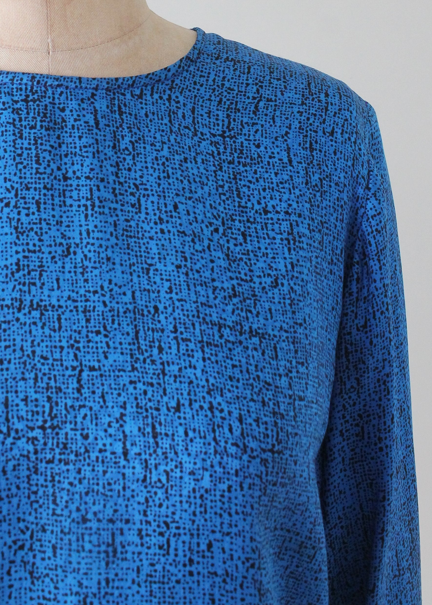 Vintage 1990s Yves Saint Laurent Blue Silk Blouse