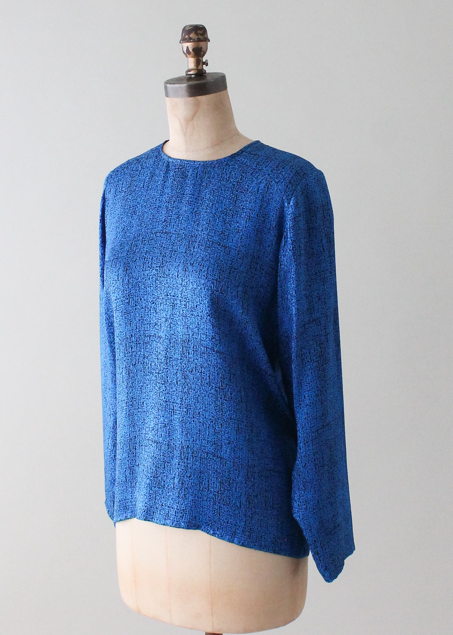 Vintage 1990s Yves Saint Laurent Blue Silk Blouse