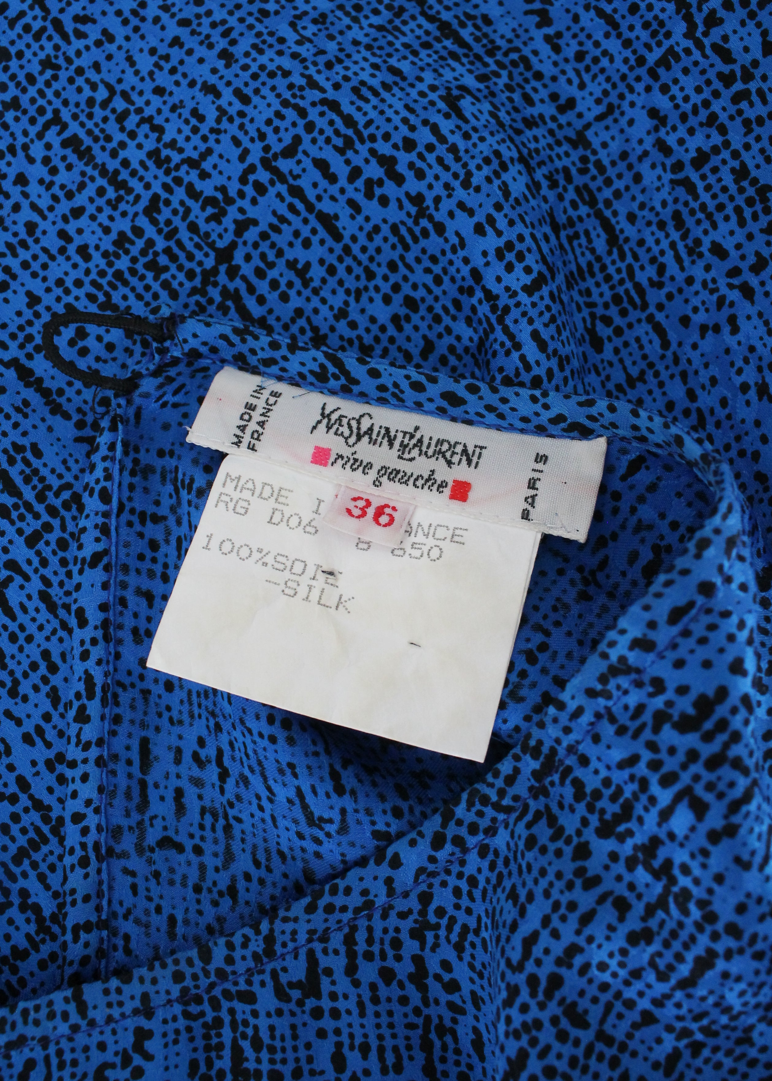 Vintage 1990s Yves Saint Laurent Blue Silk Blouse