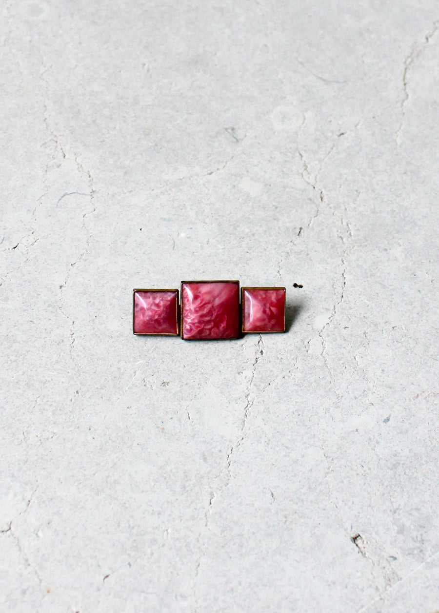 Vintage 1920s Pink Glass Art Deco Brooch