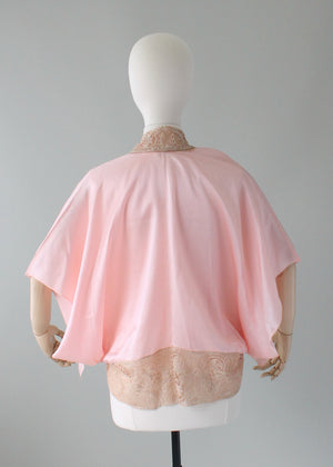 Vintage 1920s Pink Silk and Lace Kimono Style Jacket