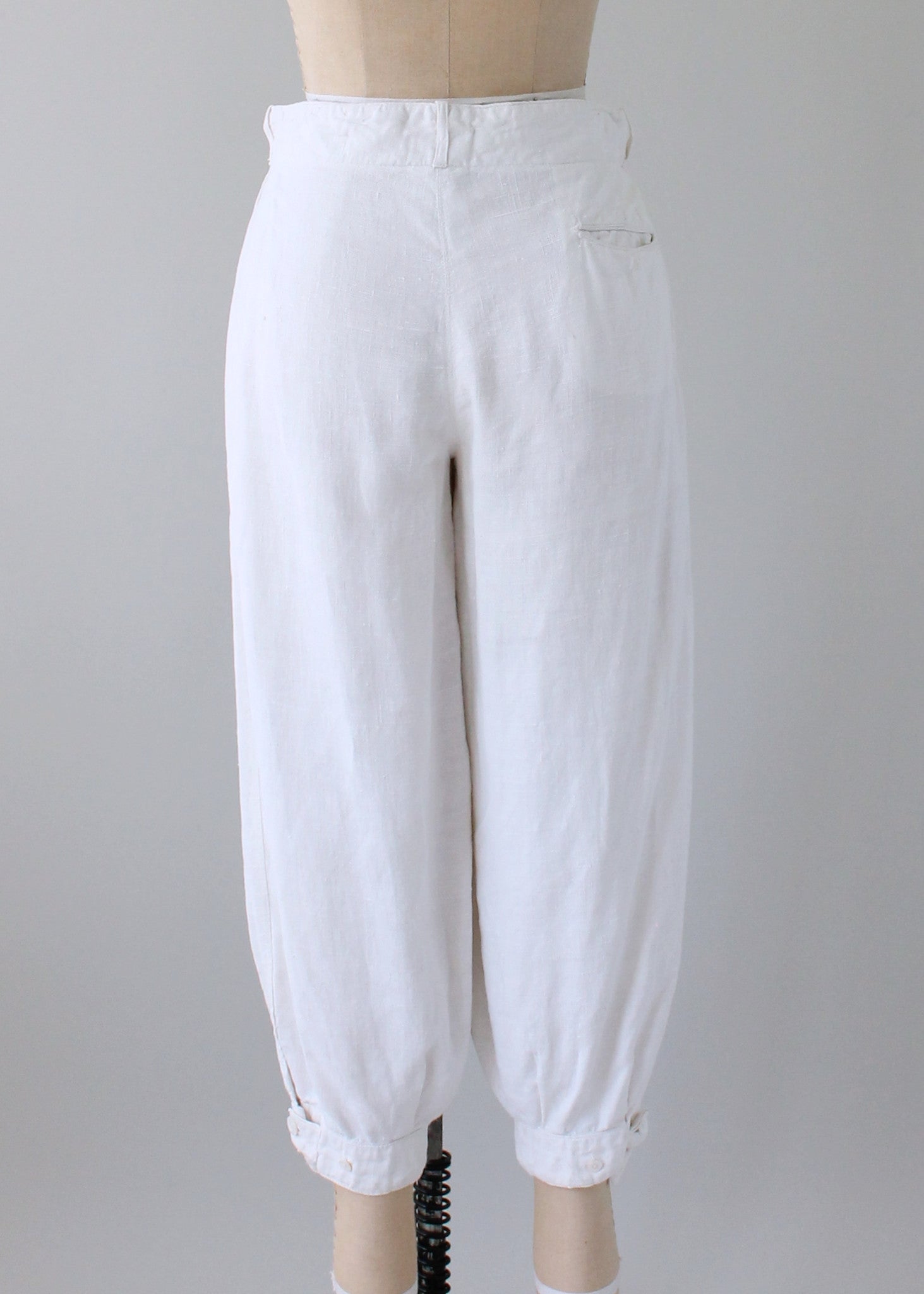 Vintage 1920s White Linen Plus Fours Breeches