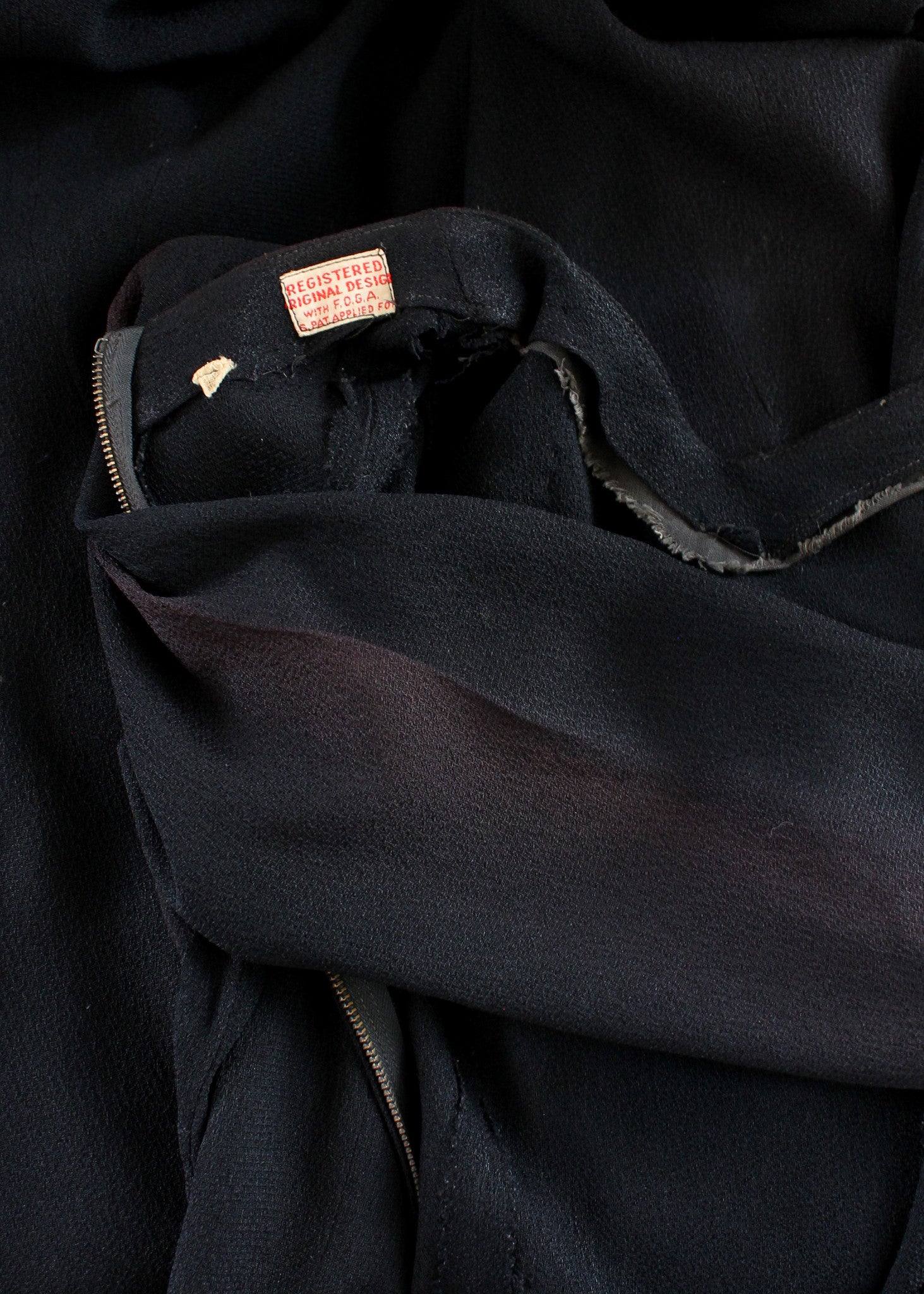 Vintage 1930s FOGA Black Beaded Crepe Dress