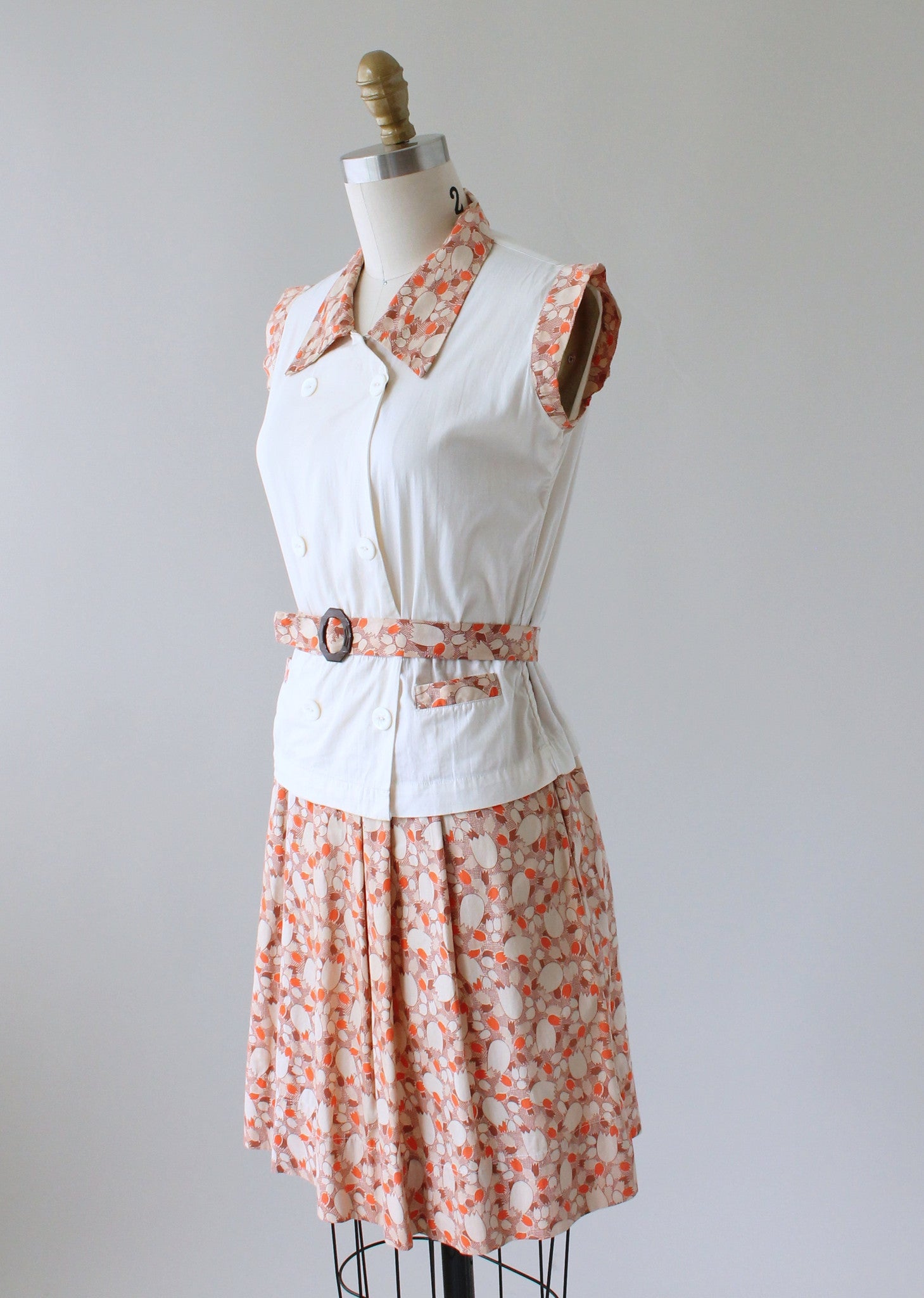 Vintage 1930s Feedsack Cotton Day Dress