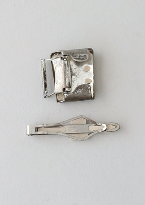 Vintage 1930s Chicago World's Fair Tie Clip and Buckle Gift Set