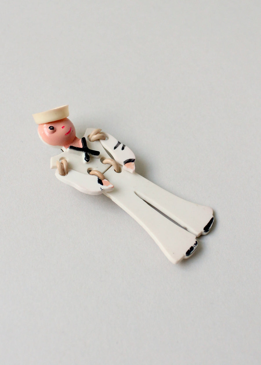 Vintage 1940s Articulated Celluloid Sailor Pin