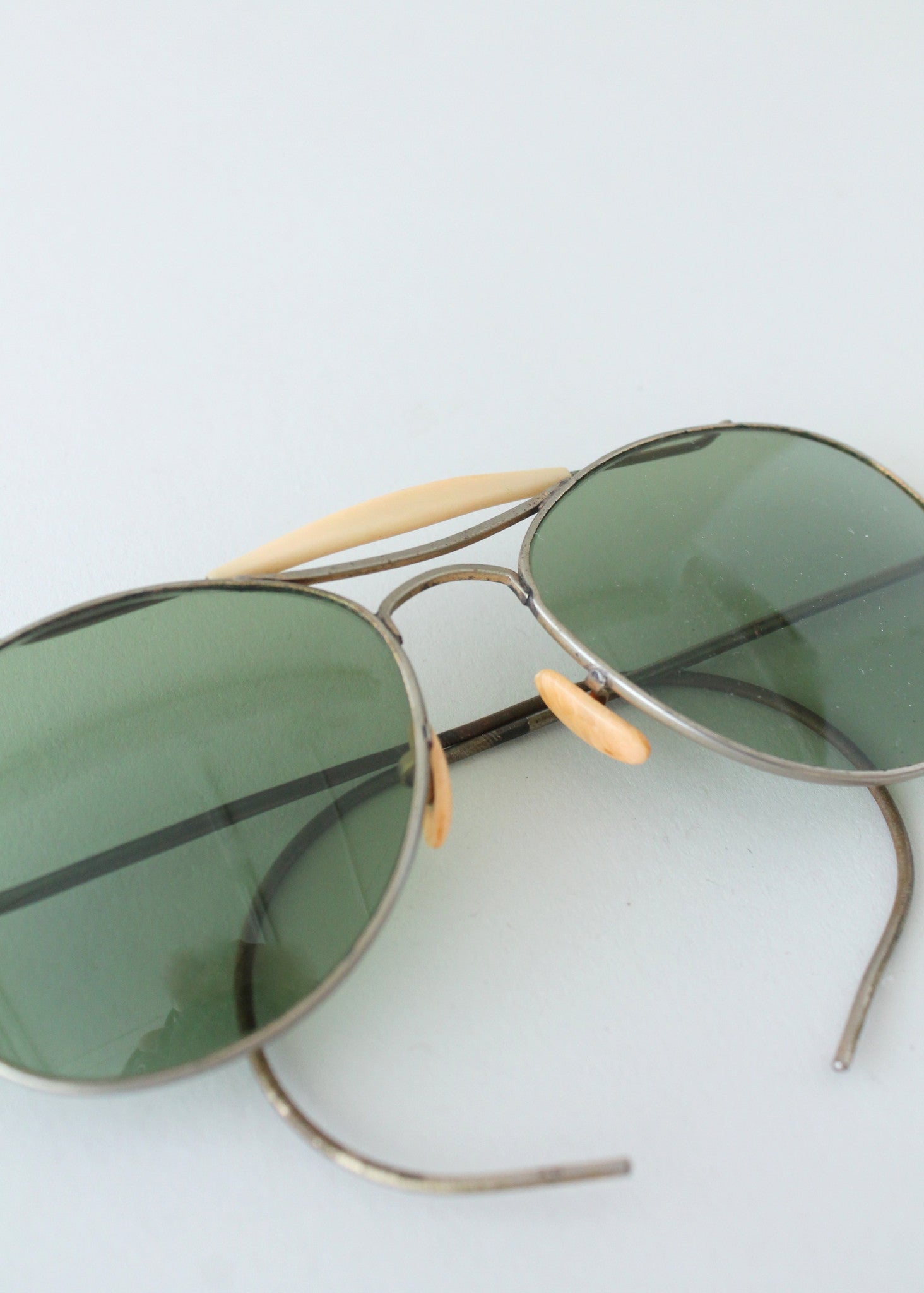 Vintage 1940s Green Glass Aviator Sunglasses