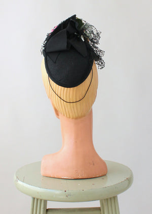 Vintage 1940s Floral Fascinator Style Tilt Hat