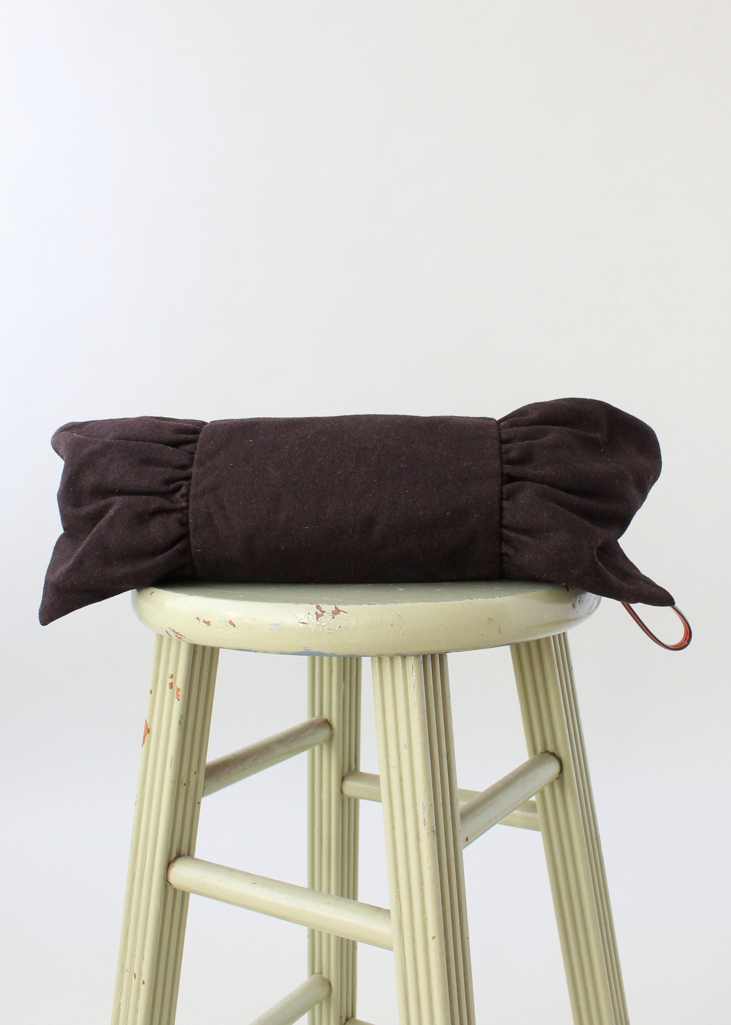 Vintage 1940s Large Brown Wood Clutch with Plastic Holder