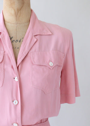 Vintage 1940s Pink Rayon Sportswear Dress