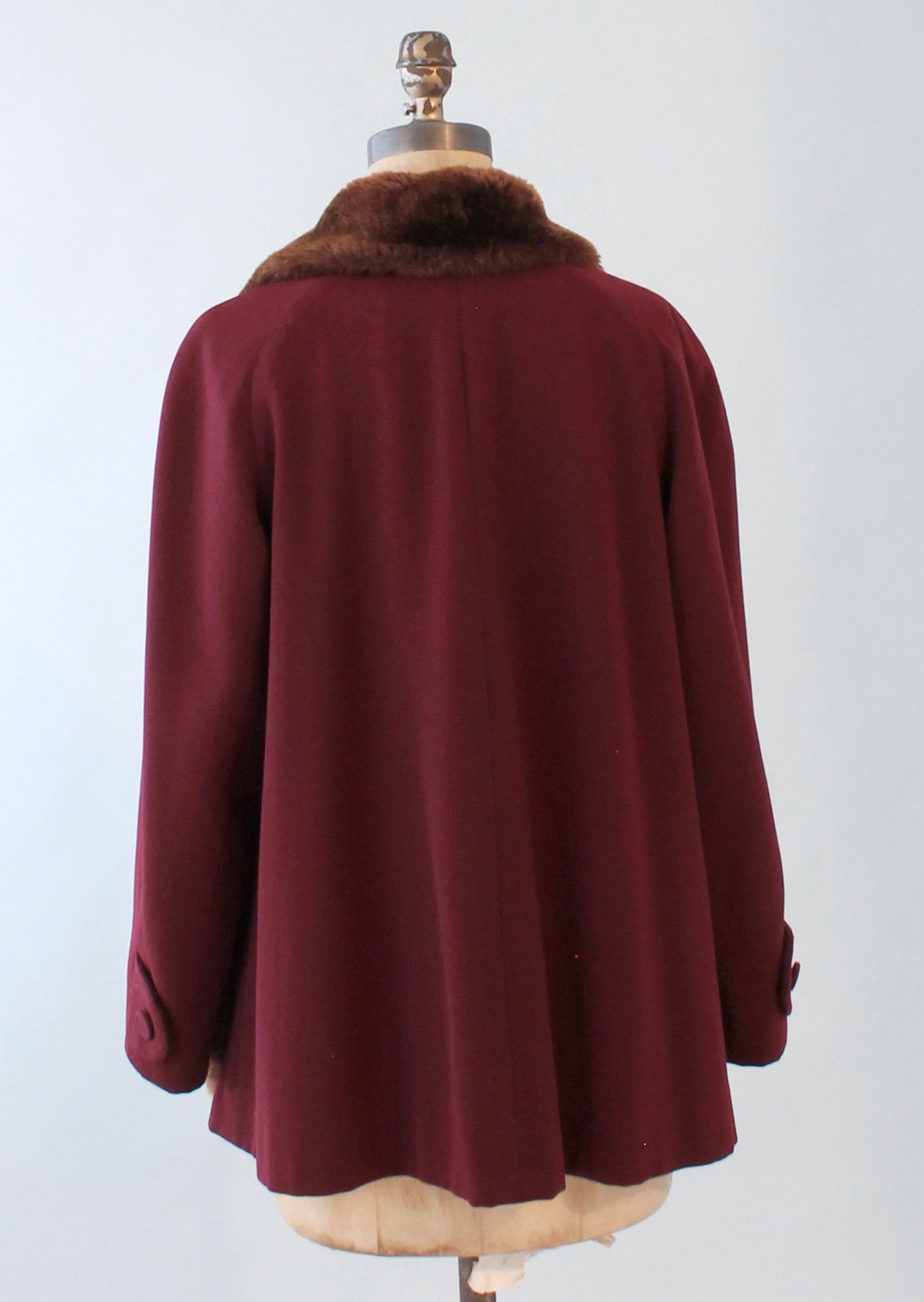 Vintage 1940s Printzess Swing Coat with Faux Fur