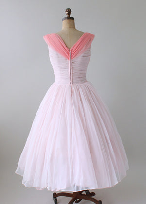 Vintage 1950s Two Tone Pink Chiffon Party Dress