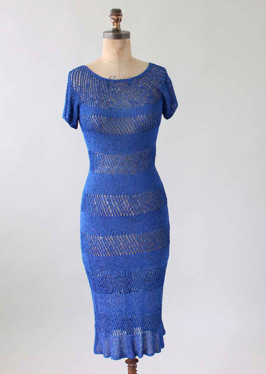 Vintage 1950s Royal Blue Ribbon Dress and Jacket