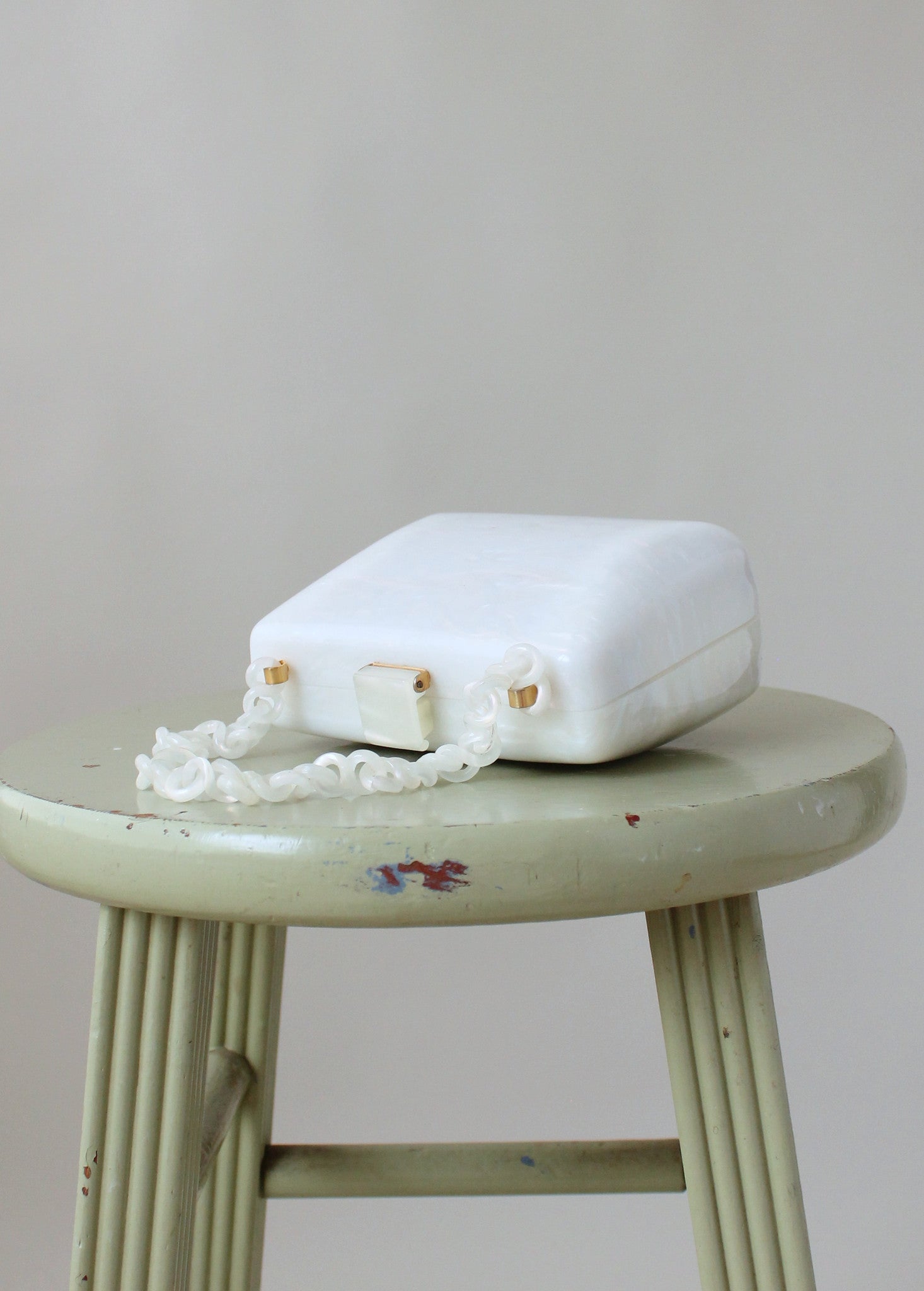 Vintage 1950s White Lucite Box Purse