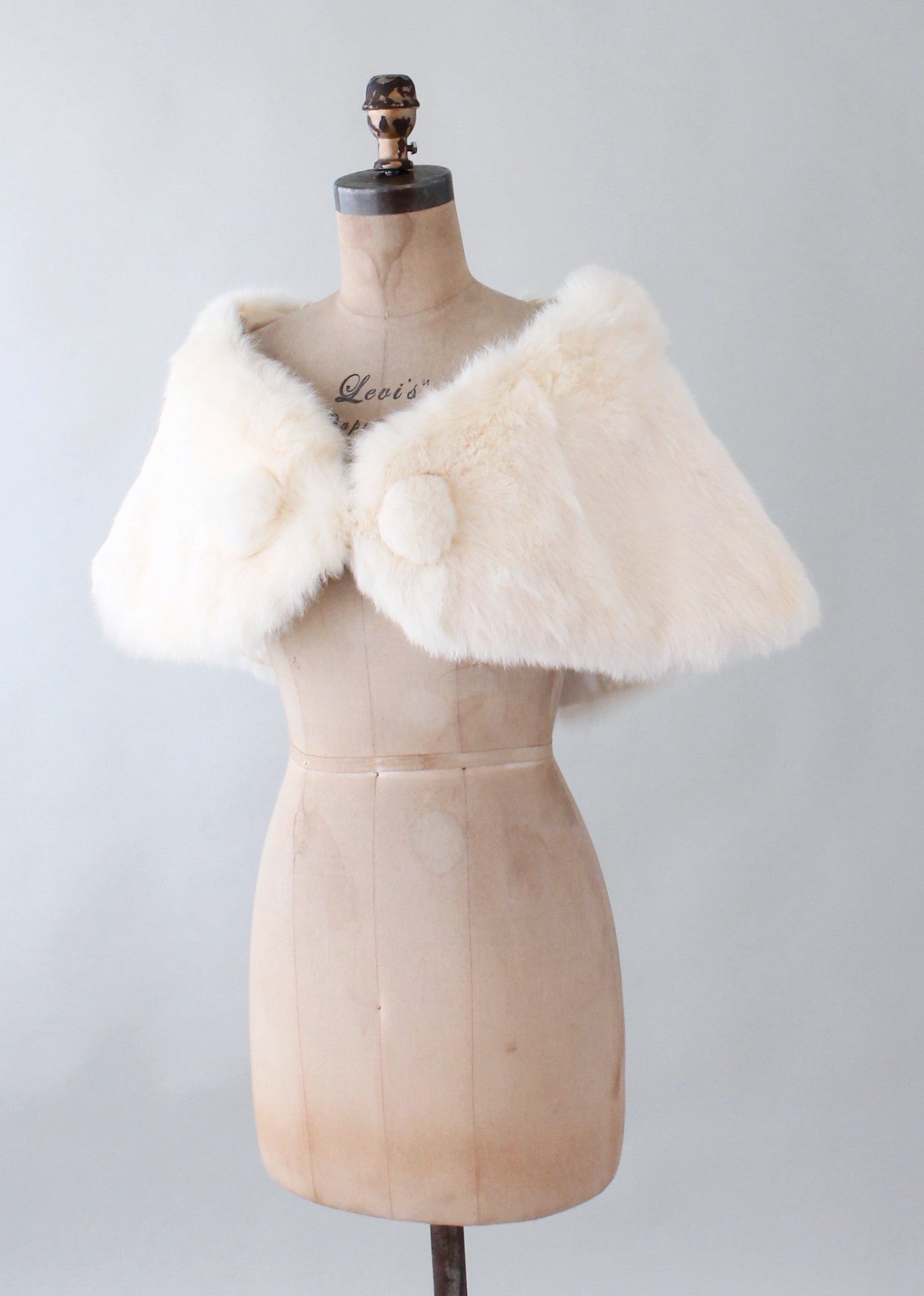 Vintage white cheap fur stole