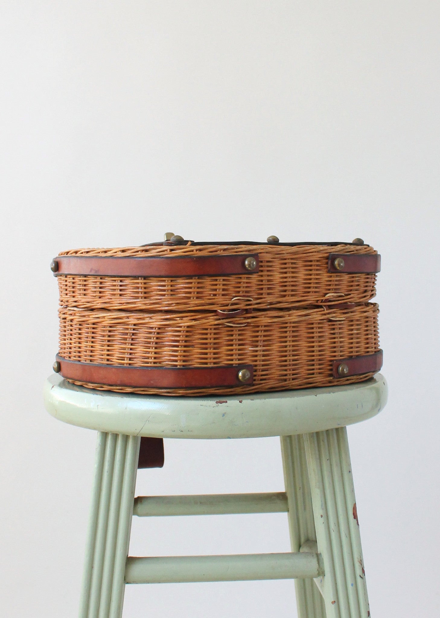 Vintage 1960s Aigner Large Round Wicker Purse