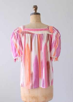 Vintage 1970s Bill Tice Fringed Indian Cotton Shirt