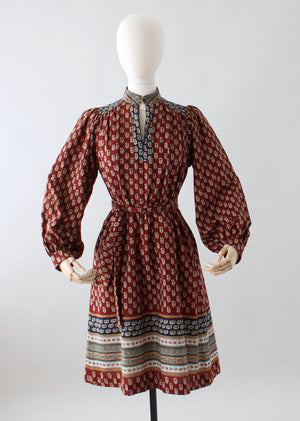 Vintage 1970s Indian Cotton Fall Dress