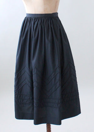 Vintage 1970s Embroidered Black Nylon Skirt