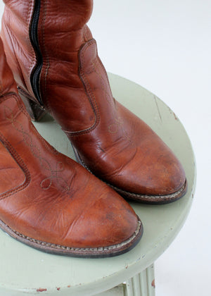 Vintage 1970s Leather Campus Cowboy Boots