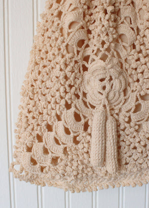 Vintage 1970s Edwardian Style Crochet Bag Purse