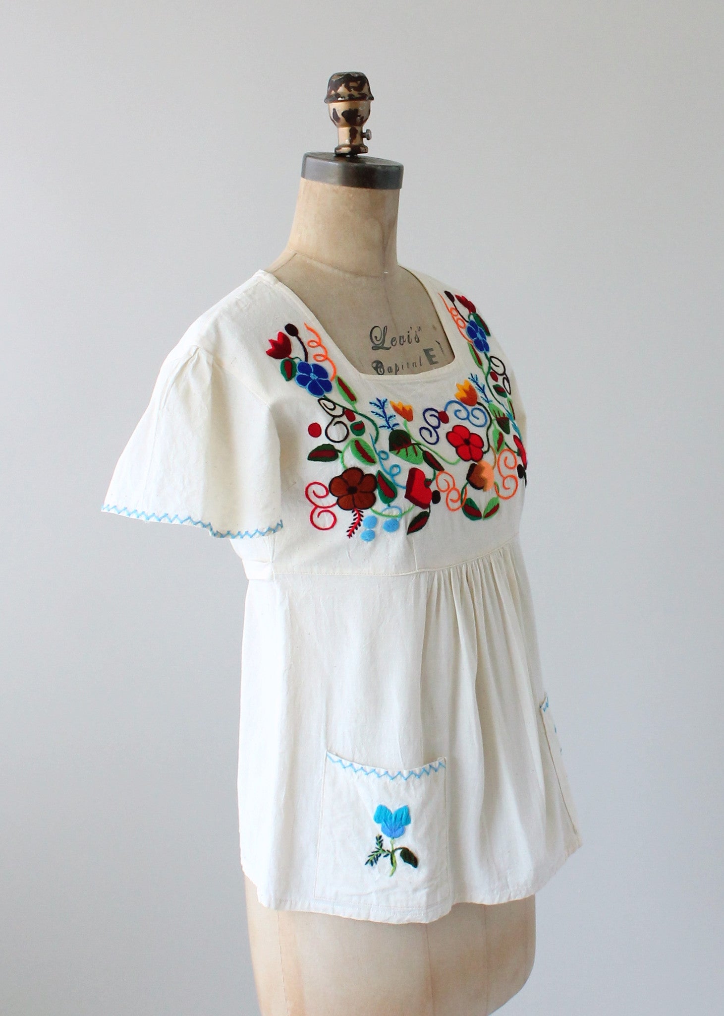Vintage 1970s Embroidered Cotton Babydoll Shirt - Raleigh Vintage