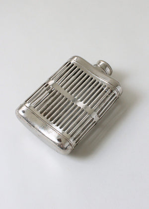 Vintage 1920s Caged Glass and Metal Flask