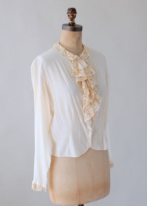 Vintage 1920s Silk and Lace Parisian Blouse